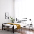 thumbnail image 3 of Queen Size Single-Layer Curved Bed Frame with Head and Foot Tube Shell Decoration, Anti-slip Support, No Box Spring Needed, Easy Assembly, Black Iron Bed, 3 of 7