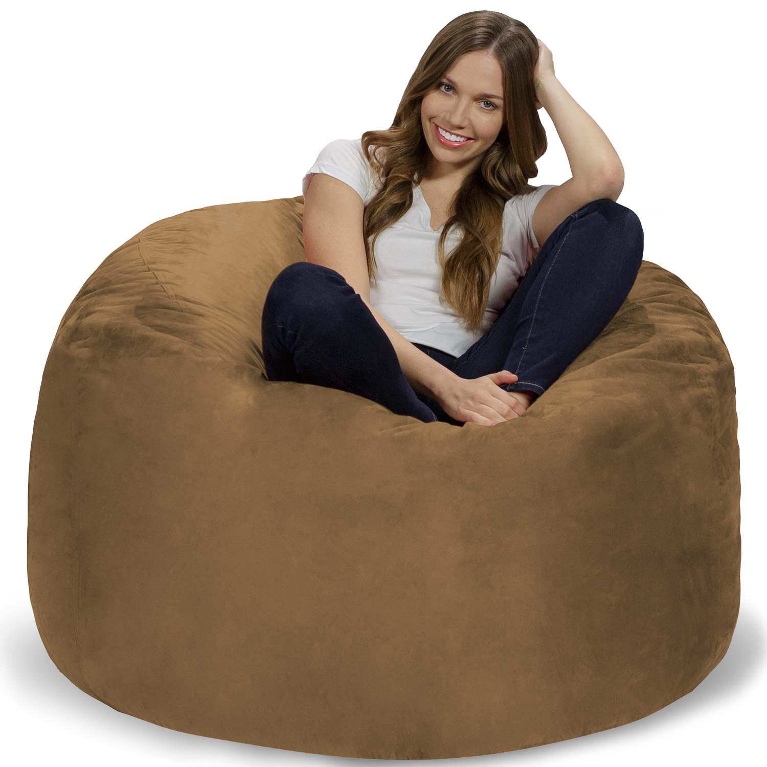 Chill Sack Bean Bag Chair, Memory Foam Lounger with Microsuede Cover, Kids, Adults, 4 ft, Earth
