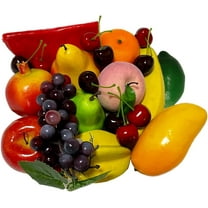 22pcs Fake Fruit Decoration Lifelike Banana Mango Pear Pomegranate Orange Apple Carambola Peach Grape Cherry Watermelon Lime Photography Props Themed Party Wedding Table Festival Display