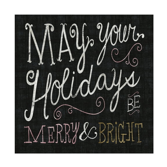 Michael Mullan 'Quirky Christmas Merry and Bright Metallic' Canvas Art