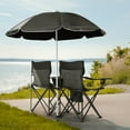 thumbnail image 6 of Portable 2-Seat Folding Camp Chair with Canopy Umbrella, Beach Chair with Cup Holders and Cooler, Lightweight Outdoor Backpack Chair with Carrying Bag for Camping, Travel, Beach, Black, 6 of 7