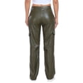 thumbnail image 6 of HDE Women's High Waisted Faux Leather Cargo Pants with Pockets Green 32, 6 of 6