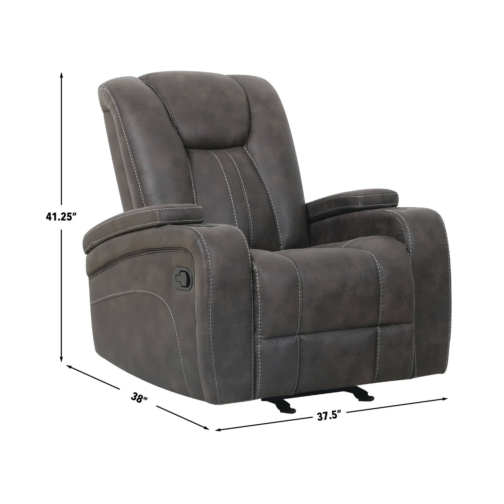 Steve Silver Marlow Charcoal Faux Suede Manual Recliner