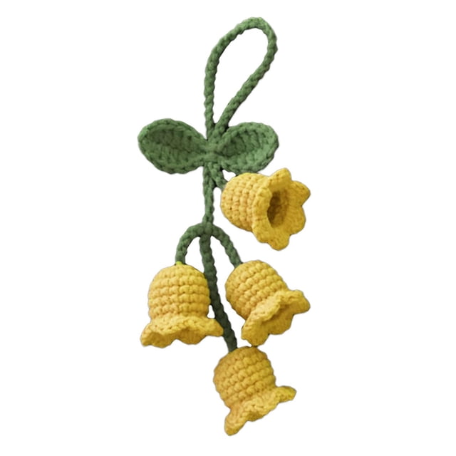 Chimes Flower Pendant Bell Orchid Crocheted Wind Knitted Keychain Keyring_ M7G8
