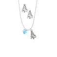 thumbnail image 2 of Delight Jewelry Hot Blue Crystal Heart Silver tone Zig Zag Christmas Tree Charm Necklace and Stud Earrings, 2 of 4