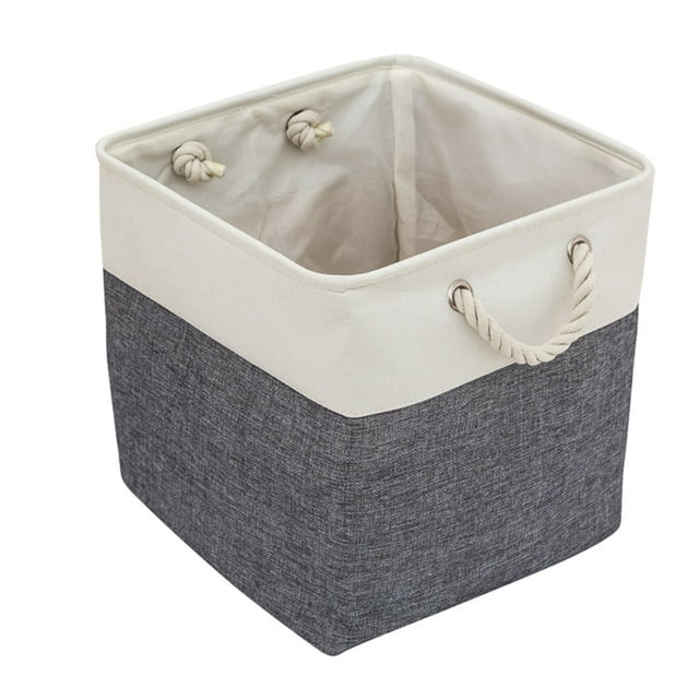 Nvzi Cestas de almacenamiento con asas, cesta de almacenamiento plegable de 13 x 13 pulgadas para estantes, cesta organizadora de ropa para armario