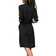 thumbnail image 1 of Femmes Chemise Robe Bouton Long 5 3 4 1 Manches Robe Dentelle Vêtements, Noir, XL, 1 of 5