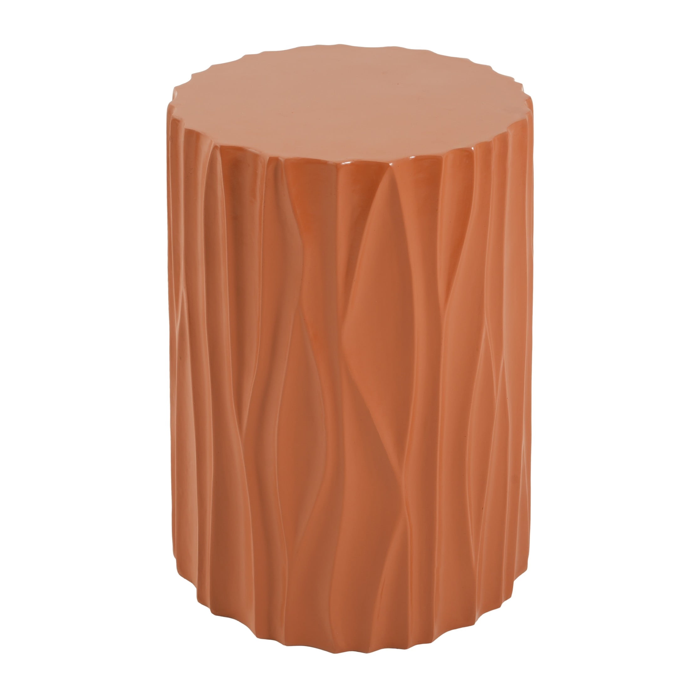 Christopher Knight Home 15.75" MGO Side Table, Wave Textured Accent End Table for Indoor/Outdoor, Terracotta