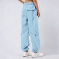 thumbnail image 5 of Aihuaihua Womens Cargo Jogger Pants Elastic Drawstring Y2K Parachute Pants Spring Fall High Waisted Casual Streetwear Trousers with Pockets Light Blue M, 5 of 6