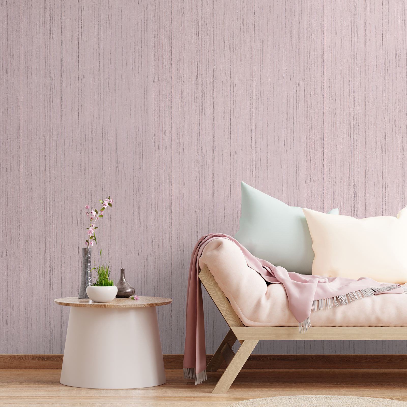 CHIHUT 17.7"x236" Light Pink Wallpaper Grasscloth Textured Peel and Stick Wallpaper Adhesive Vinyl