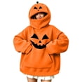 thumbnail image 2 of VEKDONE Cute Halloween Hoodies for Women Funny Pumpkin Mask Long Sleeve Sweatshirt | Fashion Pumpkin Halloween Costume,Spooky Halloween Print Oversized Hoodie with Pocket,Cute Party Sweatshirts, 2 of 8
