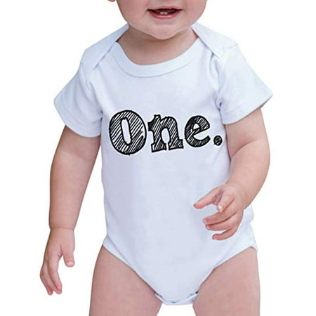 

7 ate 9 Apparel Unisex Baby s Novelty First Birthday Onepiece Outfit Black