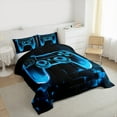 thumbnail image 3 of Manfei Boys Game Console Bedding Comforter Set, Blue Rectangle Geometric Twin Comforter Sets, Modern Video Gaming Reversible Bedding Set, Lightweight Room Decor, 2-Piece, 3 of 8