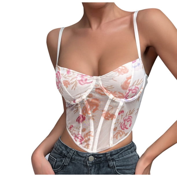 Spaghetti Straps Mesh Breathable Push Up Bustier Crop Top Bra