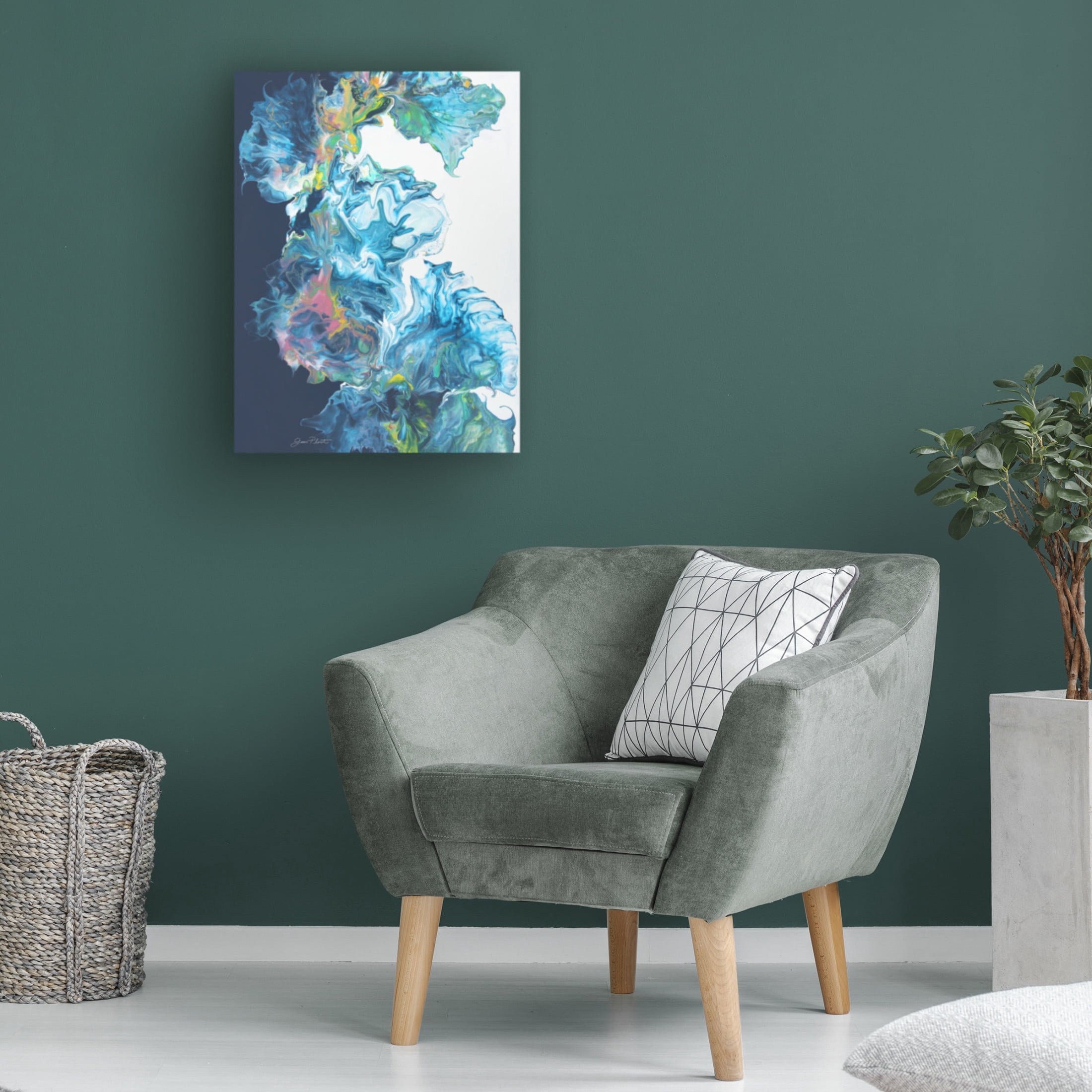 Canvas Wall Art - Jean Plout 'Blue Fluid Magic' Wall Art for Living Room, Bedroom, or Office Décor by Trademark Fine Art - 35 x 47 Inches