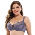 thumbnail image 1 of Sujetador de encaje sexy ultrafino de copa completa de 38-48DE de talla grande con anillo de acero, ropa interior pequeña que muestra el pecho grande europeo y americano, 1 of 4