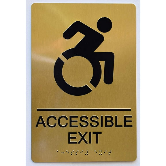 ACCESSIBLE EXIT Sign - Gold(Aluminium, Gold/Black,Size 6X9) The Sensation line