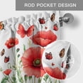 thumbnail image 5 of Red Flower Valances for Windows Spring Butterfly Rod Pocket Curtain Valance Window Treatment Short Curtains for Kitchen Living Room, 60"x14", 5 of 9