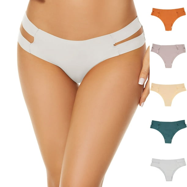 Aayomet Underwear for Women 5 Pack Seamless Ice Silk Thong Low