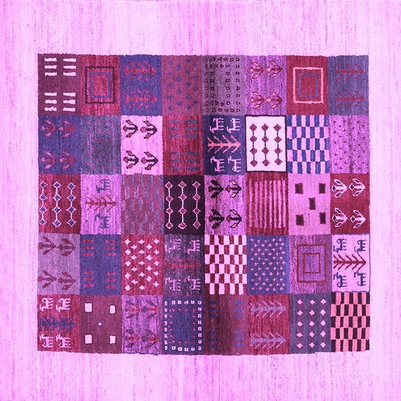 Ahgly Company Indoor Square Abstract Purple Contemporary Area Rugs, 5' Square