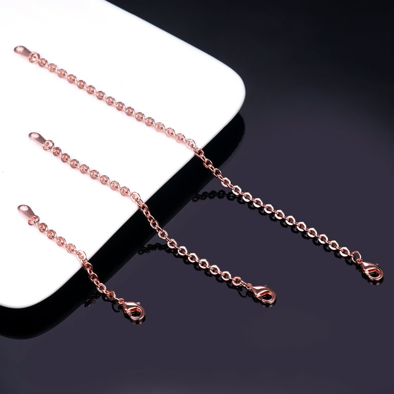 JIACHARMED Rose Gold Necklace Extenders Durable 2 inch ,4 inch, 6 inch Inches Necklace Extension Chain Set for Necklaces Choker Bracelet Choker, 2 mm