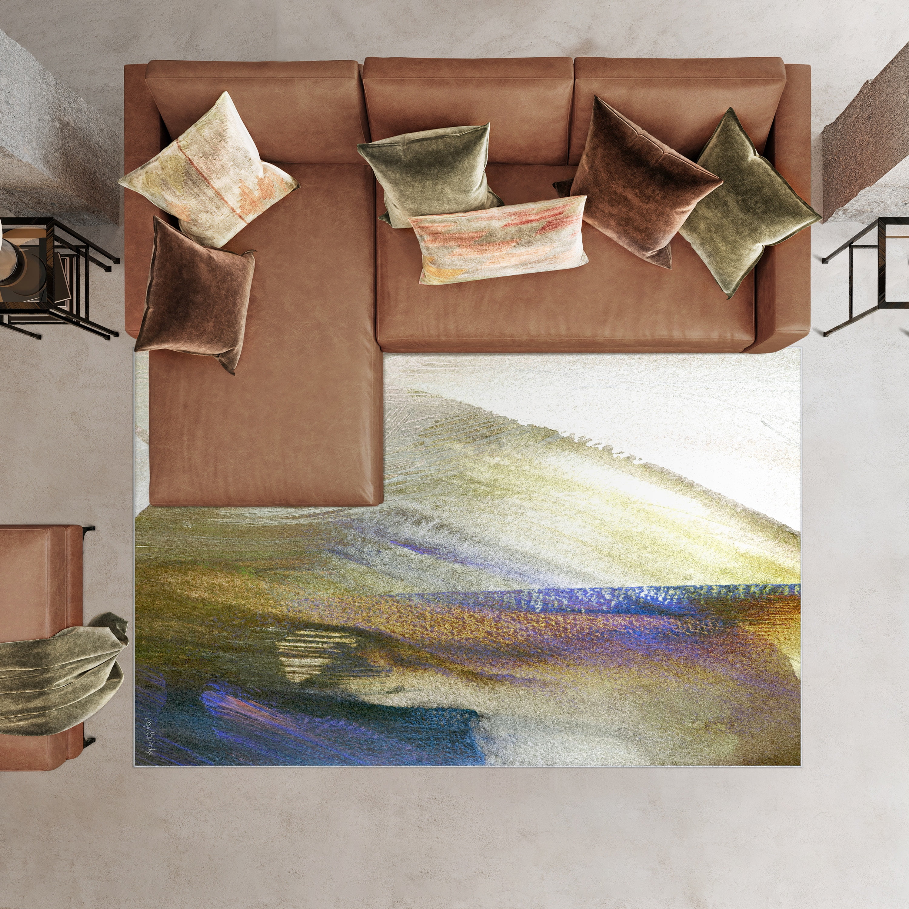 Norwegian Wood II Washable Abstract Art Area Rug size 8'x10', Power-loomed, Heavenly Softness with Non-Slipping Backing