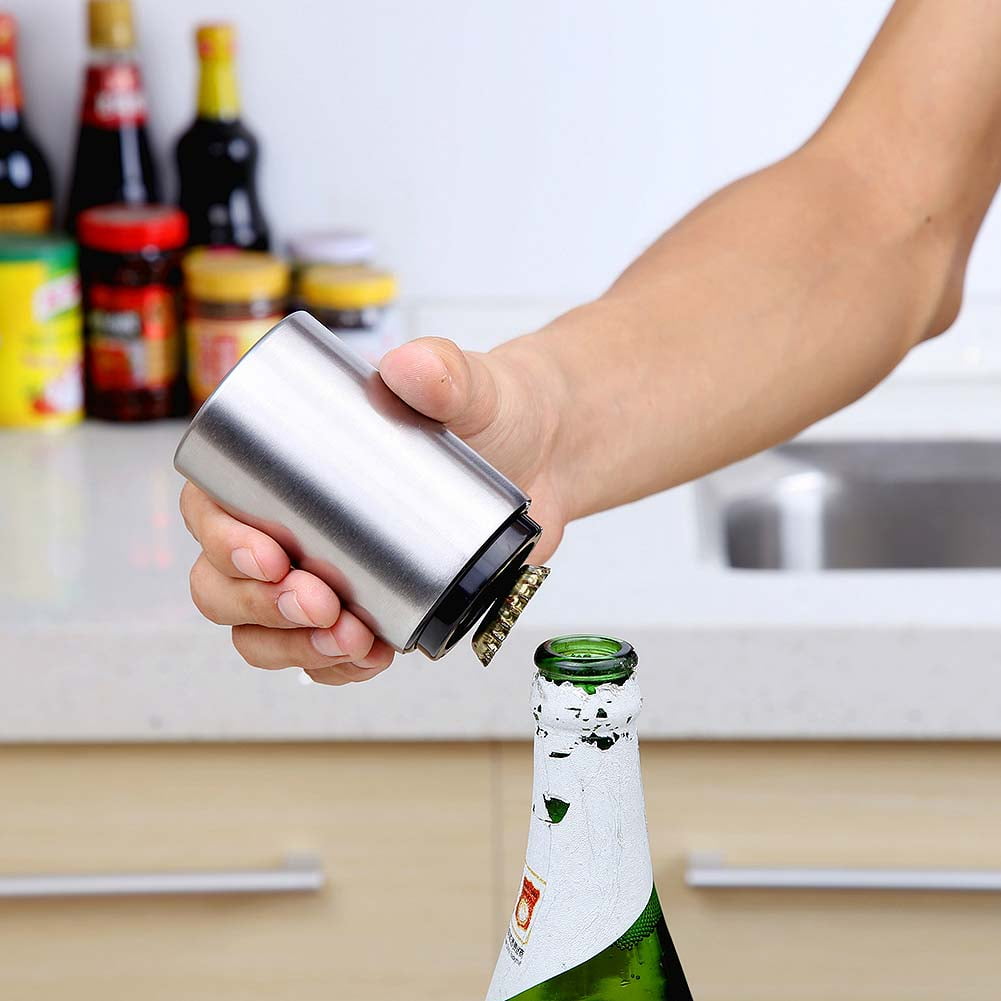 Stainless Magnetic Automatic Bottle Opener Cap Beer Coke Soda  Portable Bar Tool 