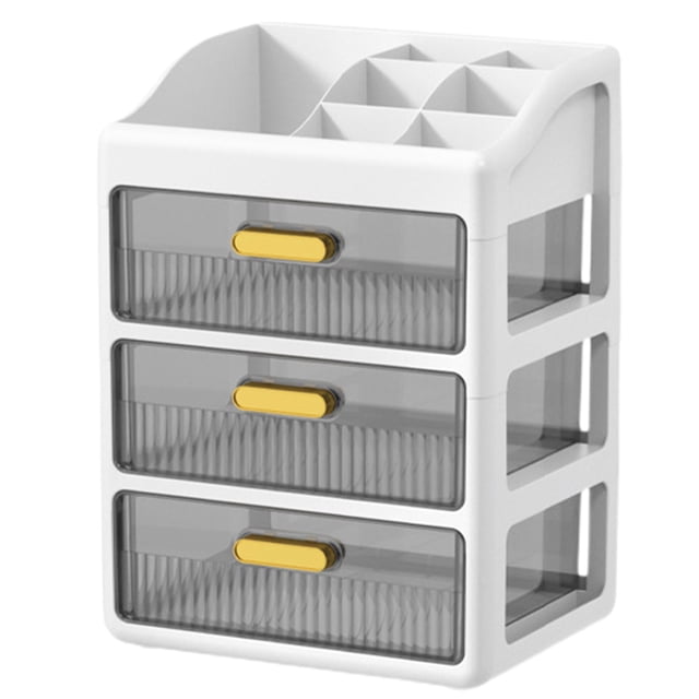 Penkiiy Drawer-type Desktop Storage Box, Desktop Organizer with 3 Drawers, Tabletop Storage box for Home Office Supplies, Make up and More, No Assembly Required