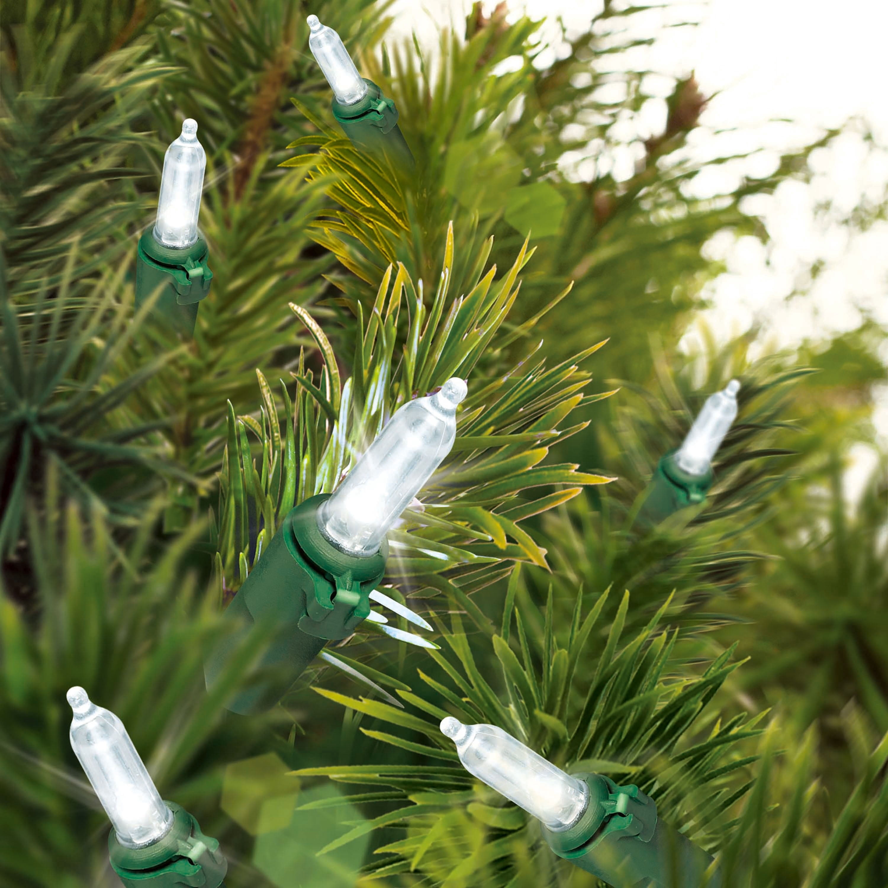 Indoor/Outdoor 200-Count LED 8-Function Sync Mini Christmas String Lights, Cool White, Green Wire, 41.1', by Holiday Time