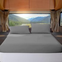 ABORN Short Queen 60" X 75", 600-TC 100% Giza-Egyptian Cotton Bedsheet 12" Deep Pockets 4-PC Light Grey