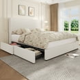 thumbnail image 1 of Modern Boho Upholstered Platform Bed Frame with 4 Storage Drawers, Sturdy Wood Slats, Easy Assembly, 1 of 6