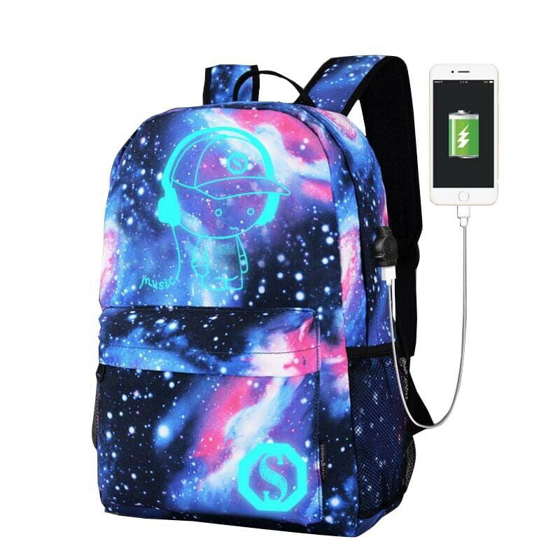 SHARP-Q Galaxy Kids Lightweight Canvas Travel Backpacks School Book Bag 