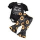 thumbnail image 5 of Conjunto de ropa para niña, camiseta, tops, pantalones acampanados con estampado floral, bonitos volantes para bebé 9 a 12 meses, 5 of 9
