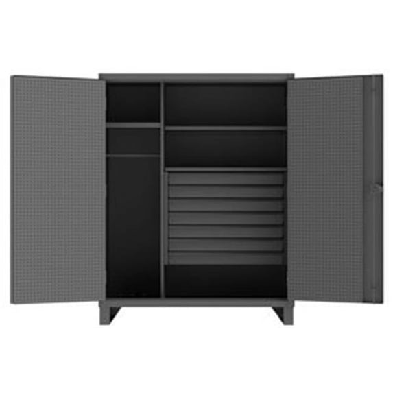 Durham HDWCP246078-7M95 78 in. 12 Gauge Cabinets with Drawers, Gray - 5200 lbs