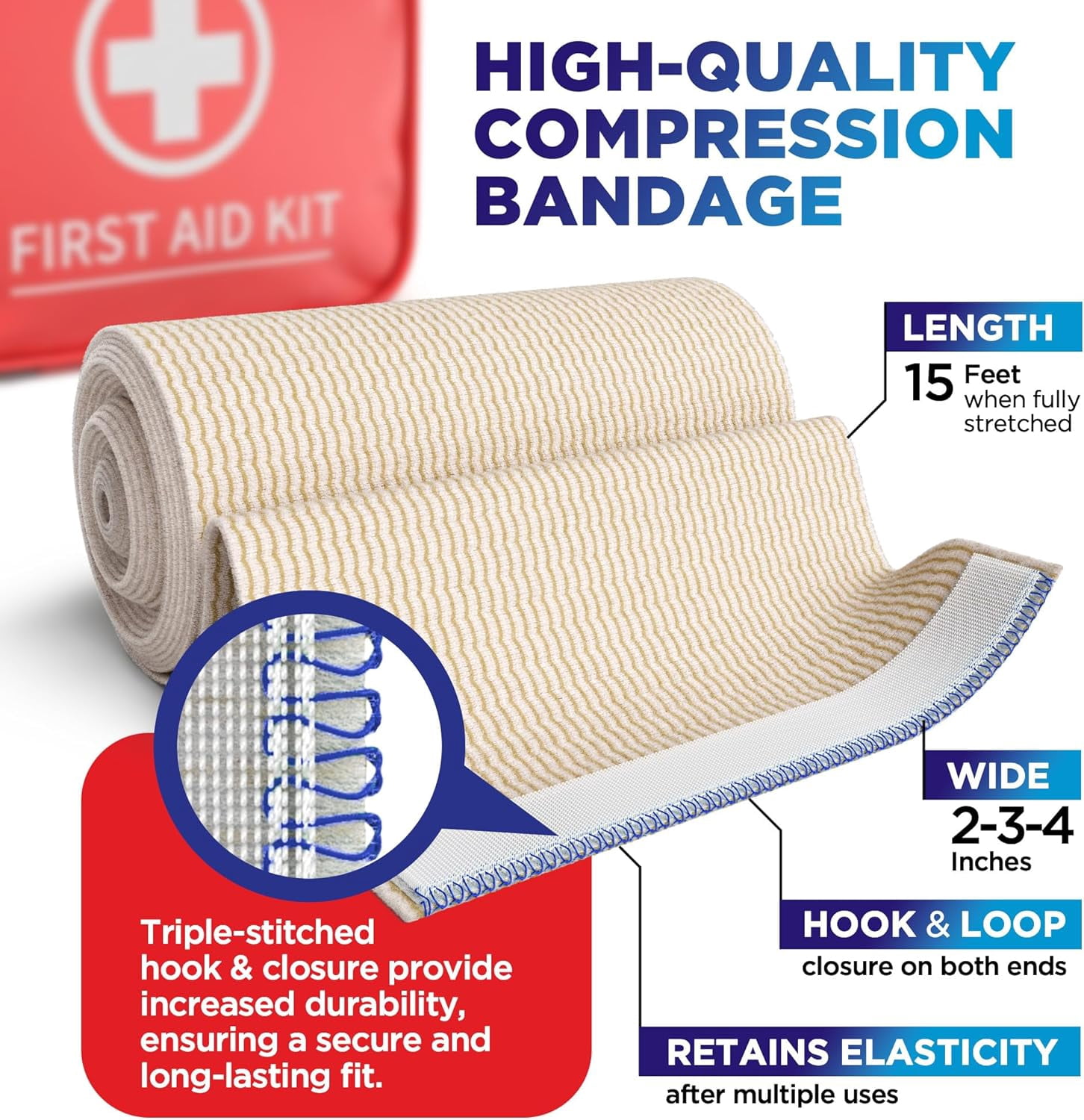 Premium Elastic Bandage Wrap - 6pk (2x2", 2x3", 2x4") - Strong Self-Closing Compression Bandage Wrap