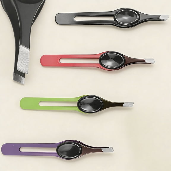 Non-Slip Grip Tweezers, Stainless Steel Bevel Tweezer, Professional Eyebrow Shaping Tweezer, Facial Hair and Blackhead Remover