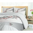 thumbnail image 5 of Ambesonne Geometric Duvet Cover Sets, Square Wavy Shapes, 2-King, Grey and Red, 5 of 7