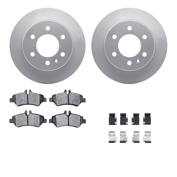 Dynamic Friction Company Rear Geospec Brake Rotors with Heavy Duty Brake Pads includes Sensor and Hardware 4222-40014