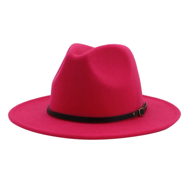 ¡Rebaja! Sombrero ancho vintage Fdelink para hombre y mujer con hebilla ajustable, estilo Outbacks, de moda (rosa intenso)