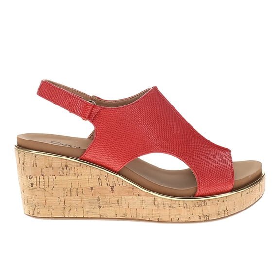 Corkys Womens Carley Lizard Print Slingback Wedge  Casual Shoes