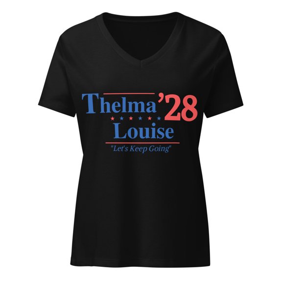Thelma & Louise 28 Presidential Election Women’s relaxed v-neck t-shirt (Solid Black Blend, S)