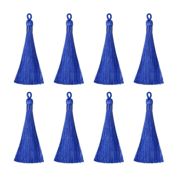 Marcapáginas Borlas - 8uds 3.66 Sedoso Suave Mini Borla con Lazos para Llavero Graduación Mano Hecho Bricolaje Artesanía Accesorio, Zafiro Azul