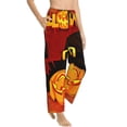 thumbnail image 2 of Disketp Halloween Pumpkin Autumn Hat Print Women'S Comfy Pajama Pants Casual Drawstring Palazzo Lounge Wide Leg Pants, 2 of 9