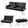 thumbnail image 2 of Gymax 3-Piece Sectional Sofa Set Convertible Futon w/Single Sofa & Ottoman Black, 2 of 10