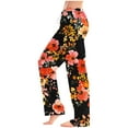 thumbnail image 2 of Lopecy-Sta Pull On Pants for Women Spring Outfits 2025 Women's Comfy Pajama Pants Wide Leg Lounge Palazzo Yoga Pants Stretch Casual Floral Print Fold Waist Pants, 2 of 6