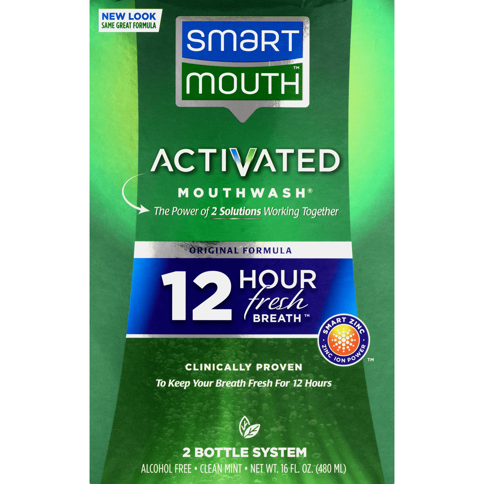 Smartmouth 12-Hour Fresh Breath Mouthwash, Fresh Mint, 16 oz