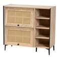 thumbnail image 2 of Baxton Studio Malcolm Mid-Century Shoe Cabinet, 8-Shelf, Oak Brown, 2 of 11