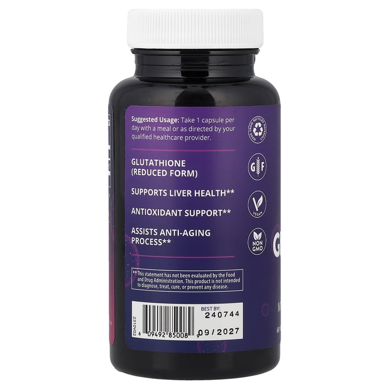 best reduced glutathione MRM Nutrition Reduced Glutathione, 500 mg, 60 Vegan Capsules