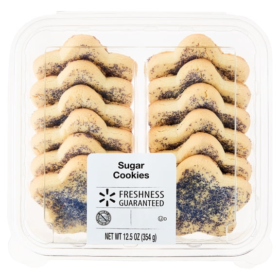Freshness Guaranteed Star Shaped Sugar Cookies with Blue Sugar, 12.5 oz, 12 Count