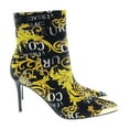 thumbnail image 2 of Versace Jeans Couture Black Gold Baroque Print Cap Toe High Heel Boots-6 for womens, 2 of 4